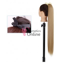 Extensie de par coada dreapta cu snur si pini 85 cm Cod D132427 Saten Deschis Mixt